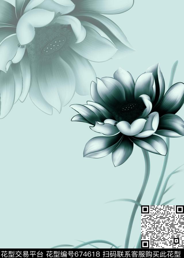 Fei-创意花卉民族风中国风数码印花华亿平台下载（图片编号: 674618） - 瓦栏（Walan）