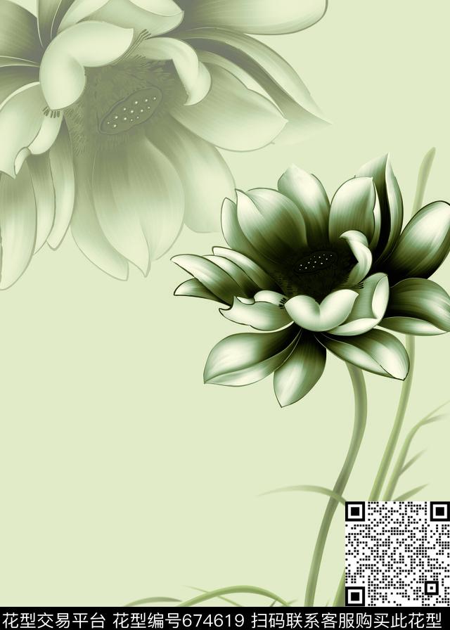 Fei-创意花卉民族风中国风数码印花华亿平台下载（图片编号: 674619） - 瓦栏（Walan）