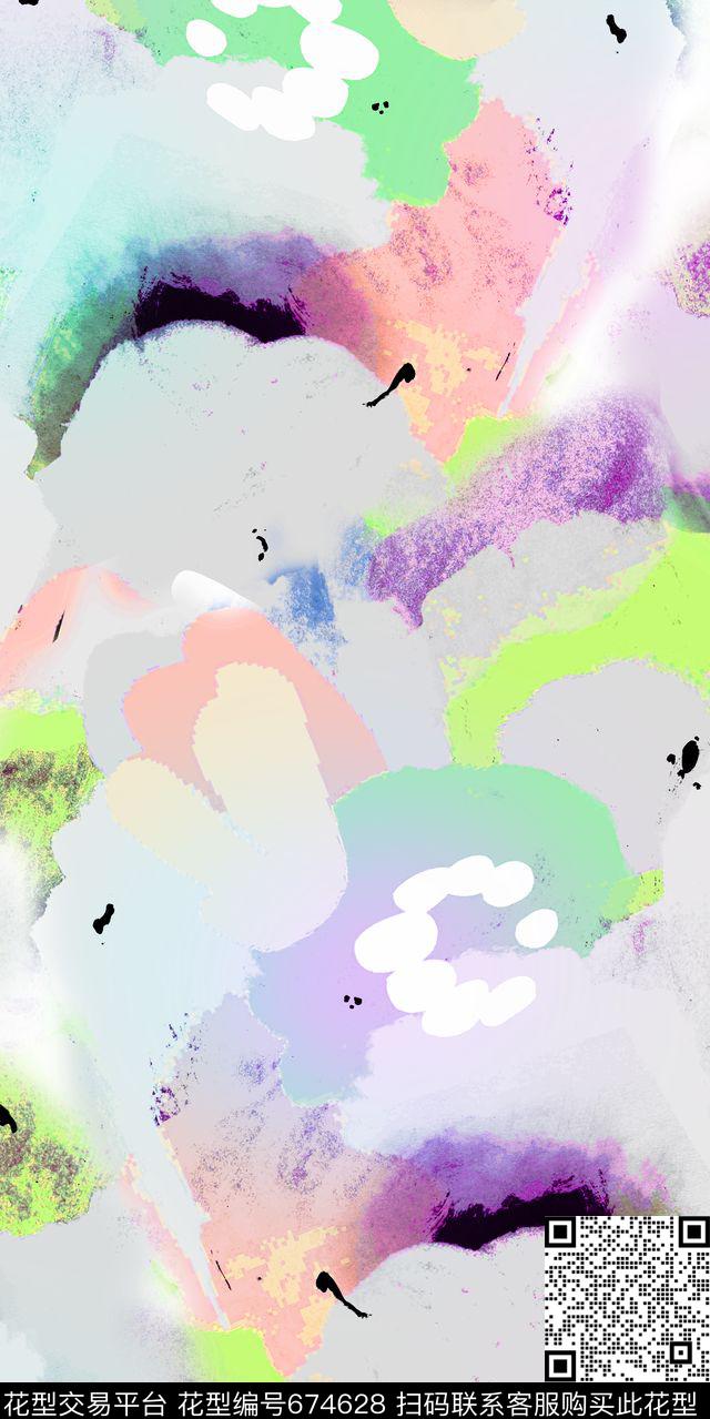 色块底纹绿色数码印花华亿平台下载（图片编号: 674628） - 瓦栏（Walan）