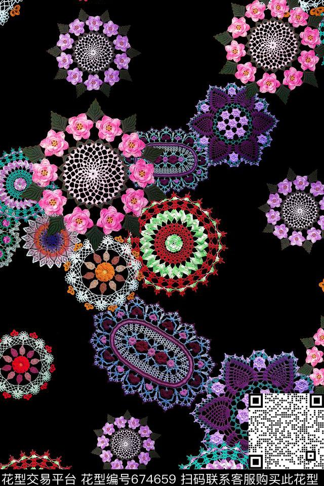 编制类民族风特色圆圈数码印花华亿平台下载（图片编号: 674659） - 瓦栏（Walan）