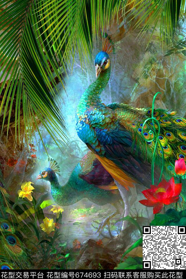 定位女装孔雀数码印花华亿平台下载（图片编号: 674693） - 瓦栏（Walan）