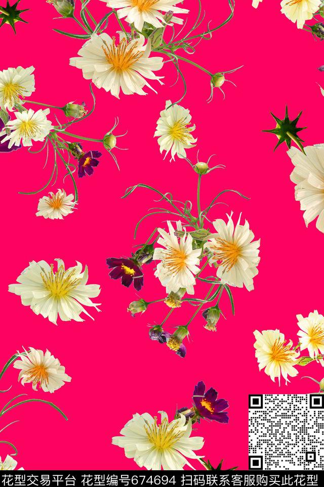 女装满版小花数码印花华亿平台下载（图片编号: 674694） - 瓦栏（Walan）