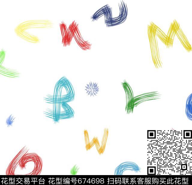 动感字母创意数码印花华亿平台下载（图片编号: 674698） - 瓦栏（Walan）