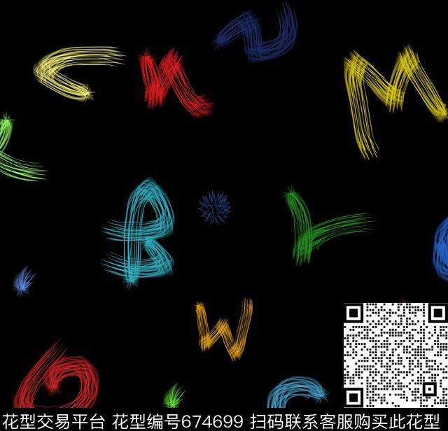 动感字母创意数码印花华亿平台下载（图片编号: 674699） - 瓦栏（Walan）