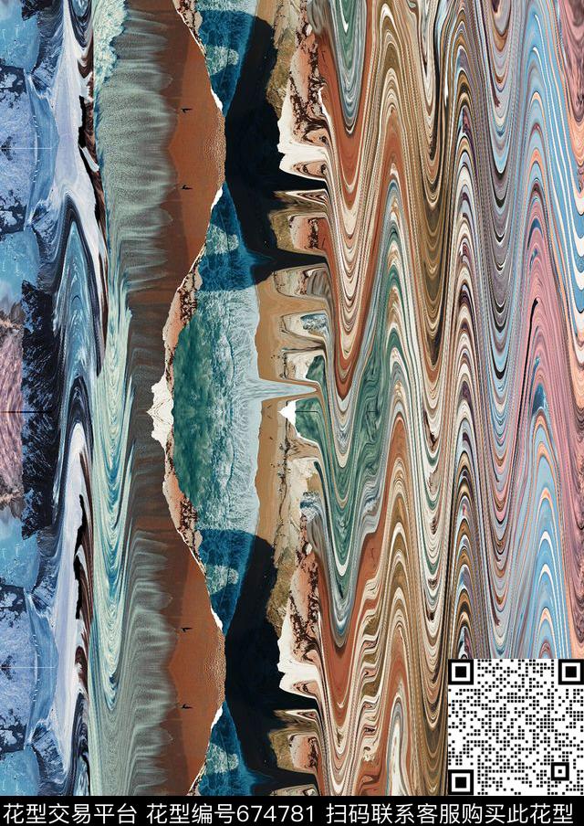 民族风波纹、梦幻抽象数码印花华亿平台下载（图片编号: 674781） - 瓦栏（Walan）