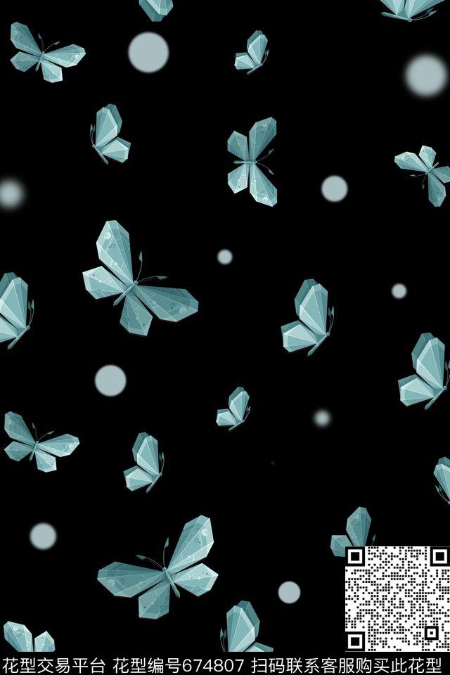 不规则几何蝴蝶华亿平台传统印花华亿平台下载（图片编号: 674807） - 瓦栏（Walan）