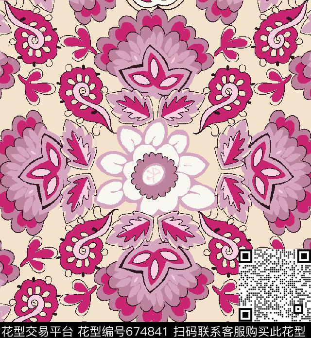 乱花佩斯利腰果传统印花华亿平台下载（图片编号: 674841） - 瓦栏（Walan）