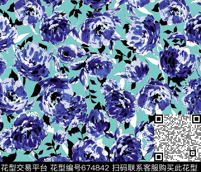 花卉花朵牡丹传统印花华亿平台下载（图片编号: 674842） - 瓦栏（Walan）