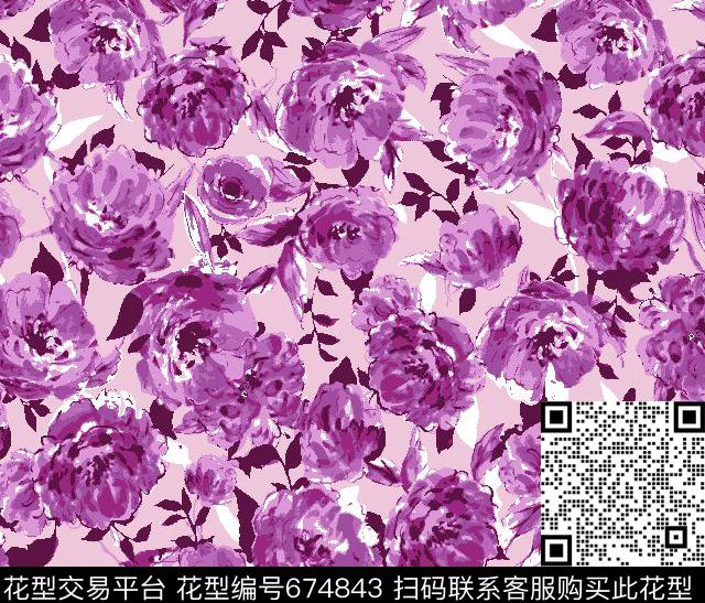 花卉花朵牡丹传统印花华亿平台下载（图片编号: 674843） - 瓦栏（Walan）