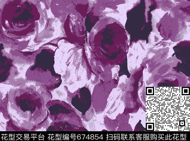乱花大花花朵数码印花华亿平台下载（图片编号: 674854） - 瓦栏（Walan）