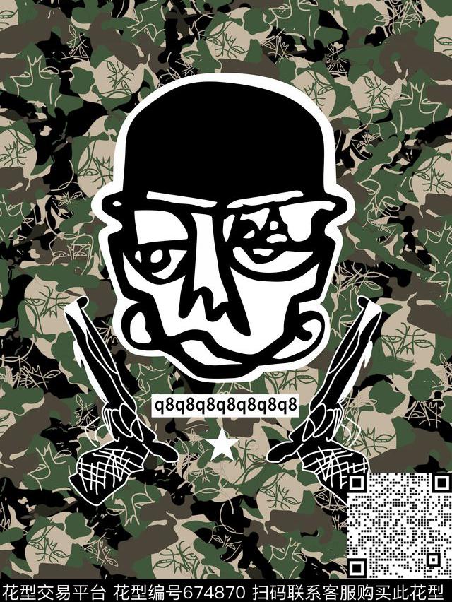 迷彩卡通几何数码印花华亿平台下载（图片编号: 674870） - 瓦栏（Walan）