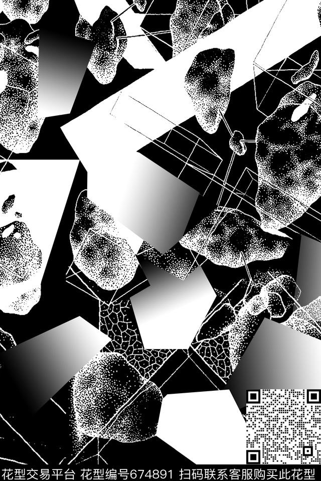 抽象几何现代数码印花华亿平台下载（图片编号: 674891） - 瓦栏（Walan）