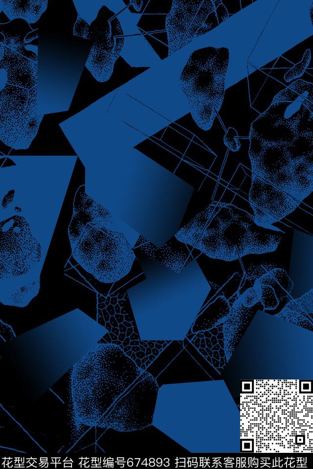 抽象几何现代数码印花华亿平台下载（图片编号: 674893） - 瓦栏（Walan）