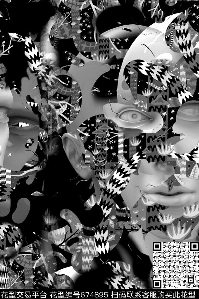 艺术抽象丛林数码印花华亿平台下载（图片编号: 674895） - 瓦栏（Walan）