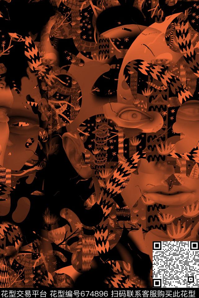 艺术抽象丛林数码印花华亿平台下载（图片编号: 674896） - 瓦栏（Walan）