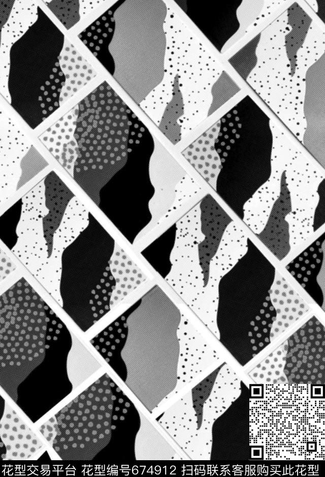抽象迷彩几何数码印花华亿平台下载（图片编号: 674912） - 瓦栏（Walan）
