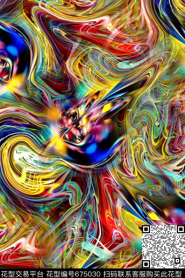 抽象几何线条数码印花华亿平台下载（图片编号: 675030） - 瓦栏（Walan）