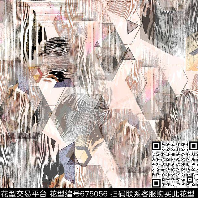 抽象几何数码印花华亿平台下载（图片编号: 675056） - 瓦栏（Walan）