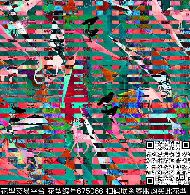 抽象条纹数码印花华亿平台下载（图片编号: 675066） - 瓦栏（Walan）