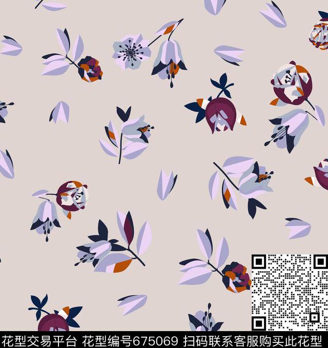 小碎花玫瑰花朵传统印花华亿平台下载（图片编号: 675069） - 瓦栏（Walan）