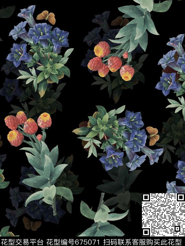 女装华亿平台复古花卉数码印花华亿平台下载（图片编号: 675071） - 瓦栏（Walan）