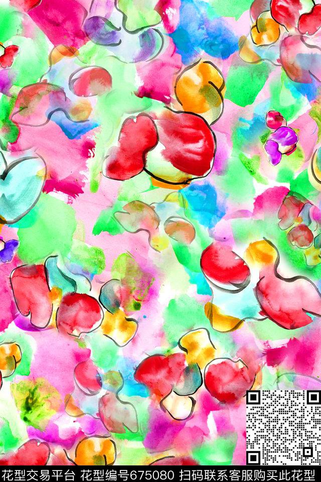 水彩晕染手绘肌理绚丽水彩数码印花华亿平台下载（图片编号: 675080） - 瓦栏（Walan）