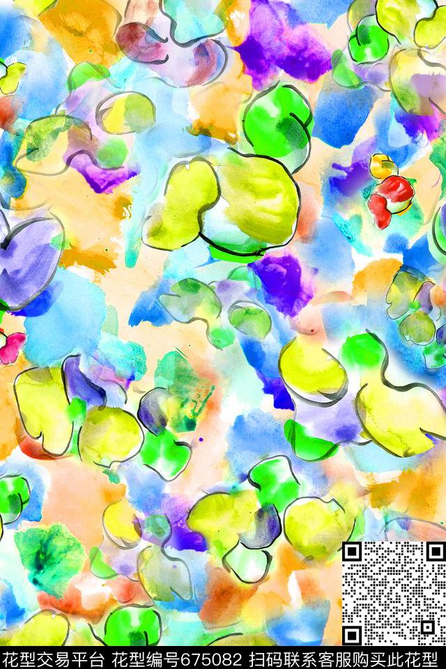 水彩晕染手绘肌理绚丽水彩数码印花华亿平台下载（图片编号: 675082） - 瓦栏（Walan）