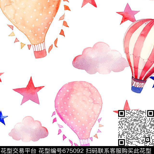 热气球星星水彩气球数码印花华亿平台下载（图片编号: 675092） - 瓦栏（Walan）