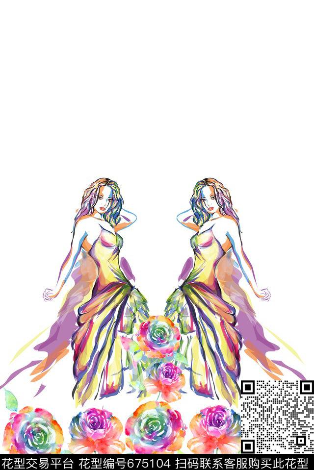 油墨泼墨花卉数码印花华亿平台下载（图片编号: 675104） - 瓦栏（Walan）