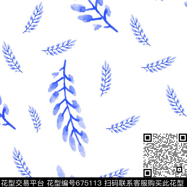 叶子树木水墨传统印花华亿平台下载（图片编号: 675113） - 瓦栏（Walan）