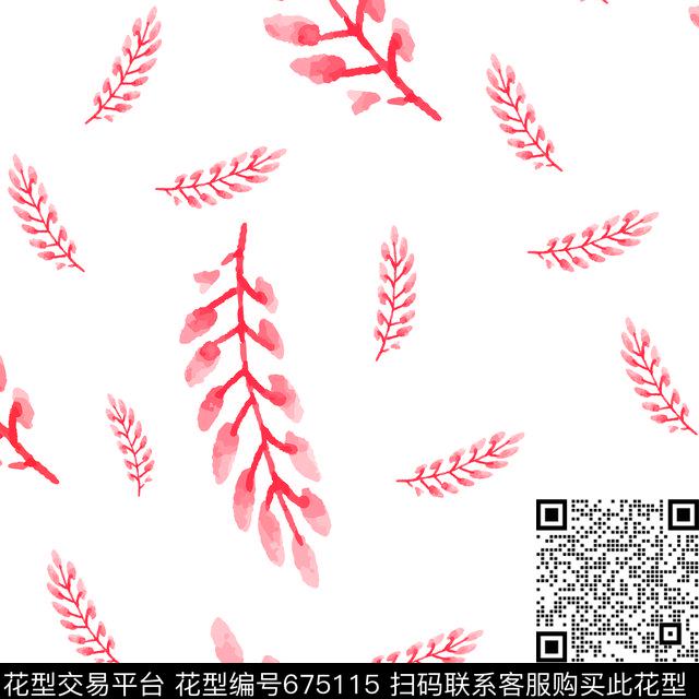 叶子树木水墨传统印花华亿平台下载（图片编号: 675115） - 瓦栏（Walan）