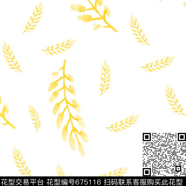 叶子树木水墨传统印花华亿平台下载（图片编号: 675116） - 瓦栏（Walan）