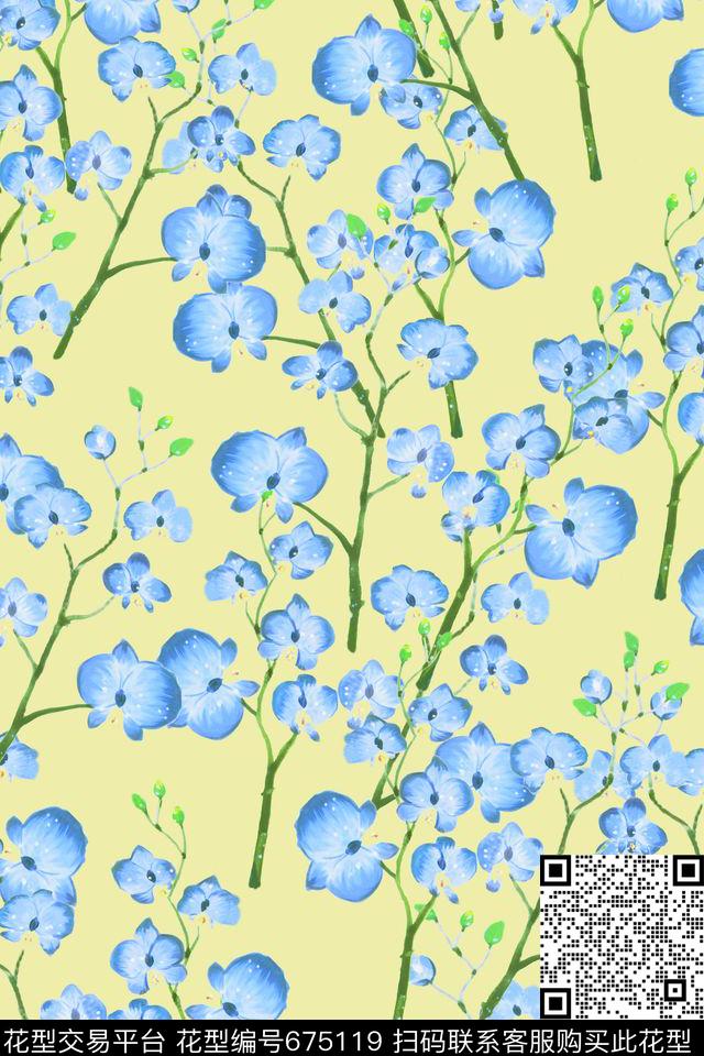 水彩花卉小碎花女装数码印花华亿平台下载（图片编号: 675119） - 瓦栏（Walan）