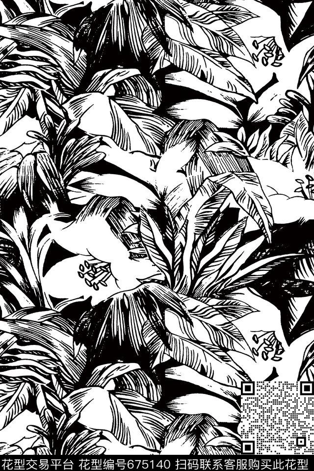 植物假日旅行热带植物传统印花华亿平台下载（图片编号: 675140） - 瓦栏（Walan）