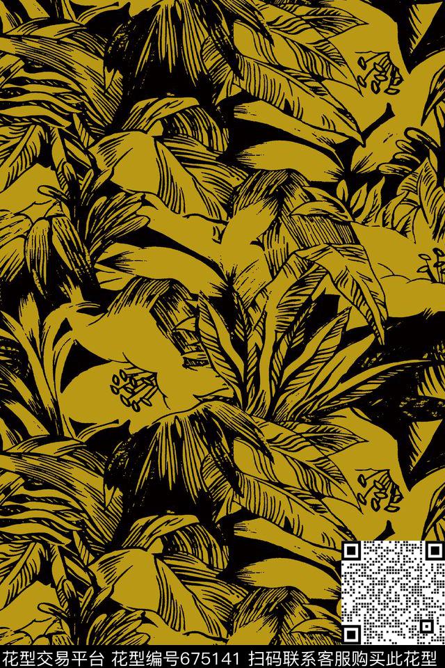 植物假日旅行热带植物传统印花华亿平台下载（图片编号: 675141） - 瓦栏（Walan）