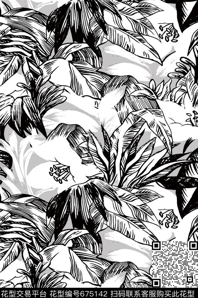 植物假日旅行热带植物传统印花华亿平台下载（图片编号: 675142） - 瓦栏（Walan）