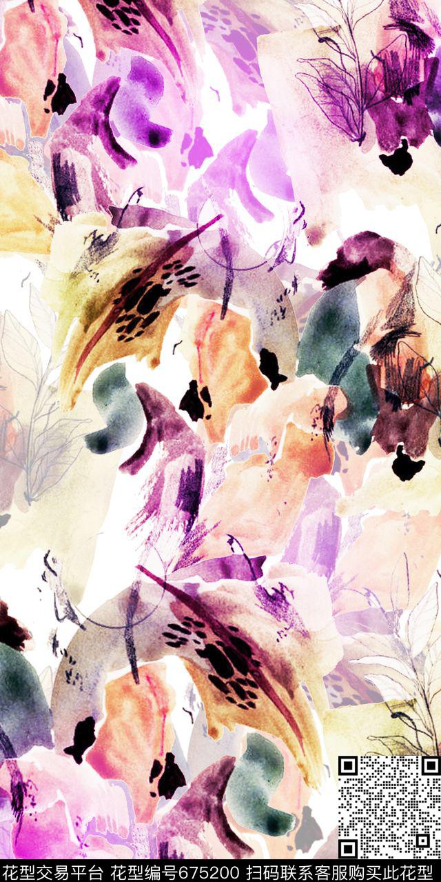 色块橘色数码印花华亿平台下载（图片编号: 675200） - 瓦栏（Walan）