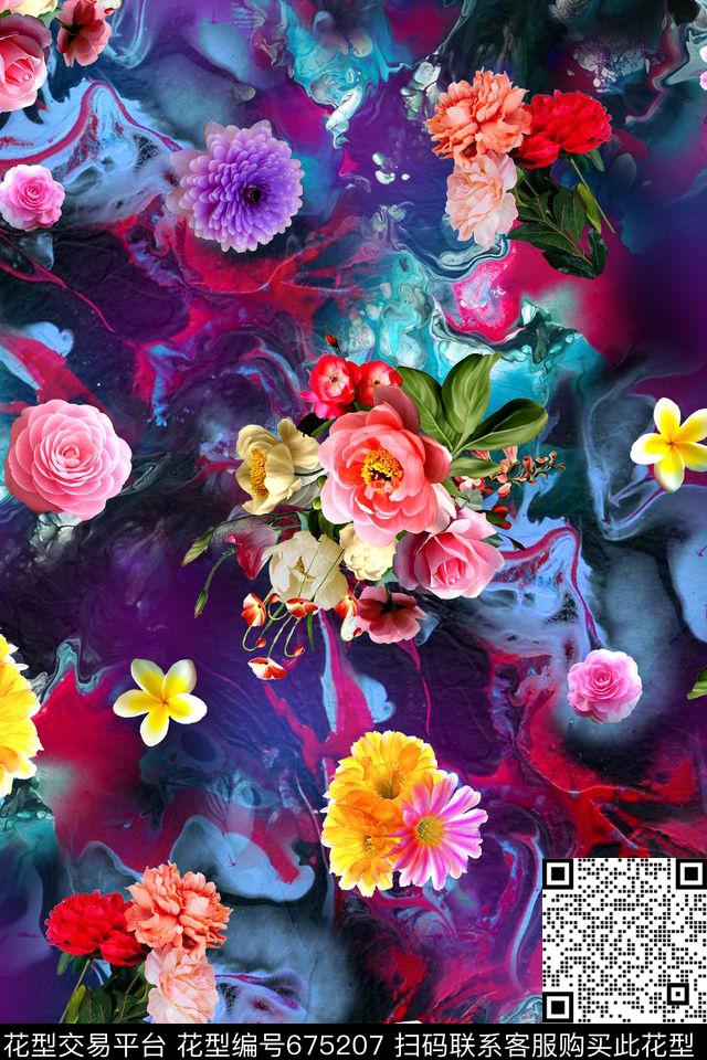 鲜花、花卉数码印花华亿平台下载（图片编号: 675207） - 瓦栏（Walan）
