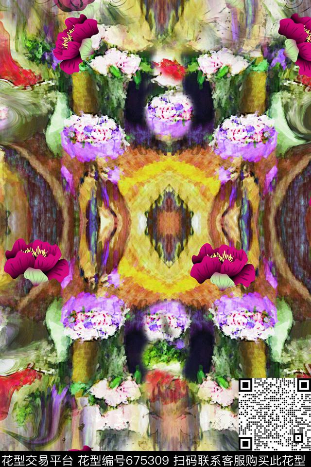 油画纹理水彩数码印花华亿平台下载（图片编号: 675309） - 瓦栏（Walan）