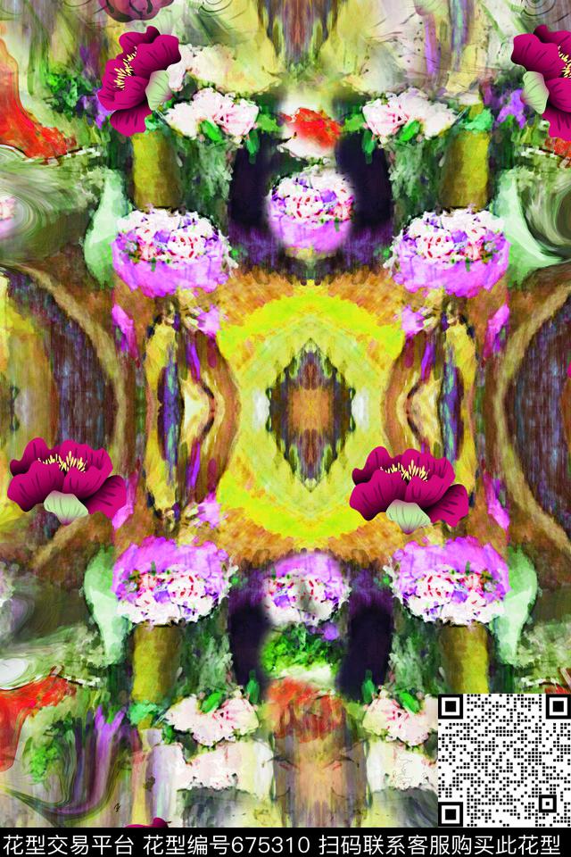 油画纹理水彩数码印花华亿平台下载（图片编号: 675310） - 瓦栏（Walan）