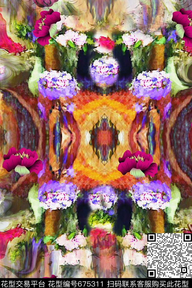 油画纹理水彩数码印花华亿平台下载（图片编号: 675311） - 瓦栏（Walan）