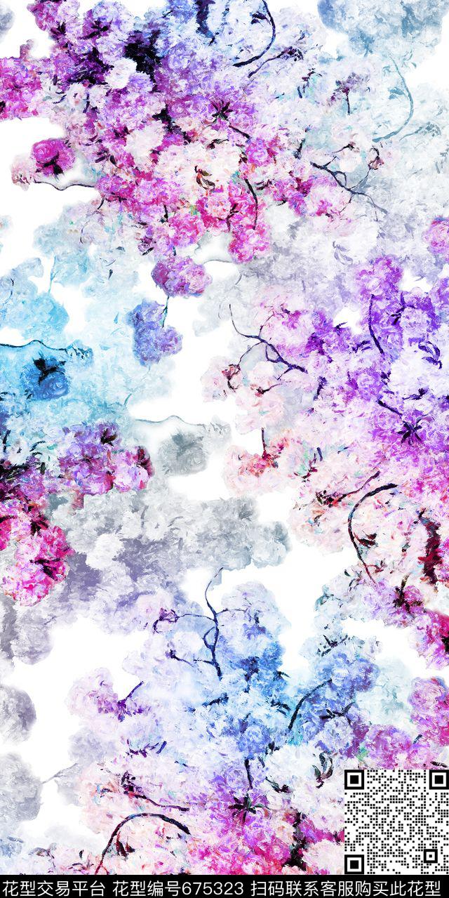 花朵小碎花大花数码印花华亿平台下载（图片编号: 675323） - 瓦栏（Walan）