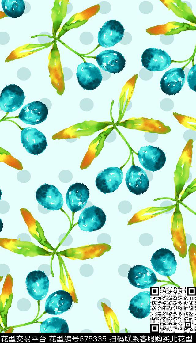 水彩水果波点女装数码印花华亿平台下载（图片编号: 675335） - 瓦栏（Walan）
