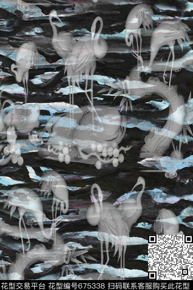 笔刷泼墨油墨数码印花华亿平台下载（图片编号: 675338） - 瓦栏（Walan）