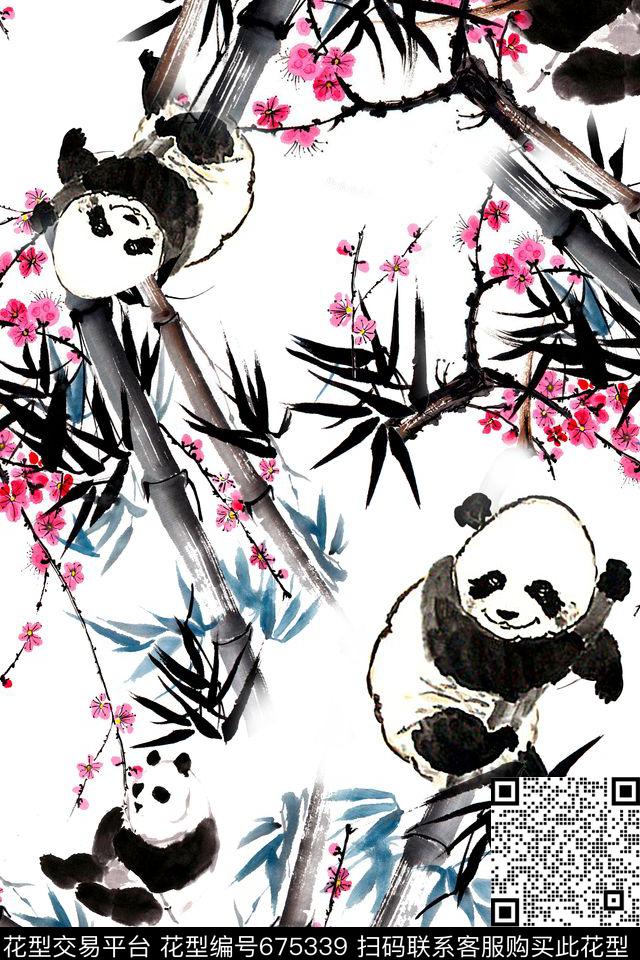 民族风中国风水墨数码印花华亿平台下载（图片编号: 675339） - 瓦栏（Walan）