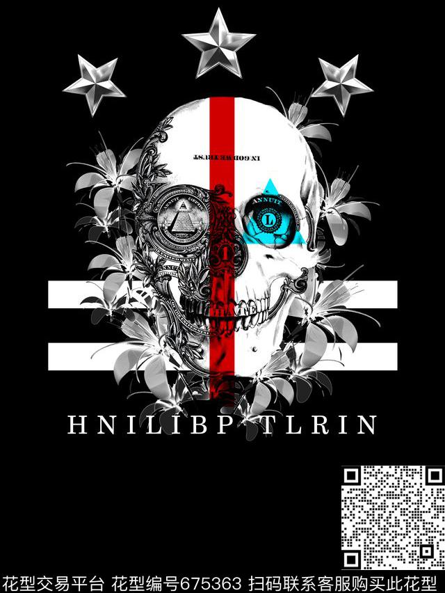 PP潮牌骷髅头五角星数码印花华亿平台下载（图片编号: 675363） - 瓦栏（Walan）