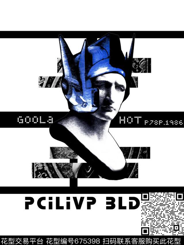 PP风格潮牌大牌几何石膏像传统印花华亿平台下载（图片编号: 675398） - 瓦栏（Walan）