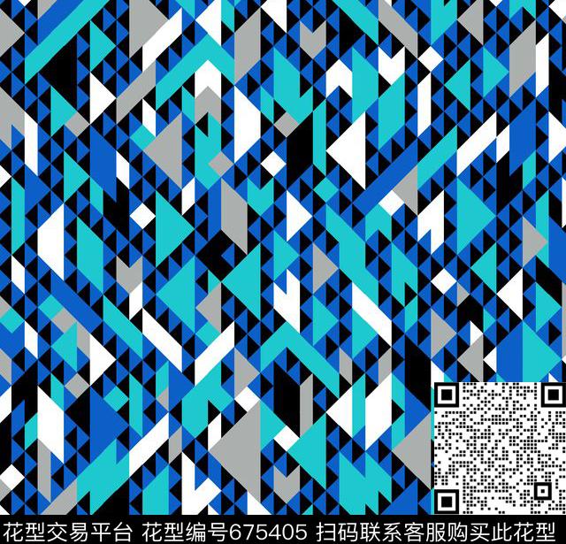 时尚泳装不规则几何三角形传统印花华亿平台下载（图片编号: 675405） - 瓦栏（Walan）