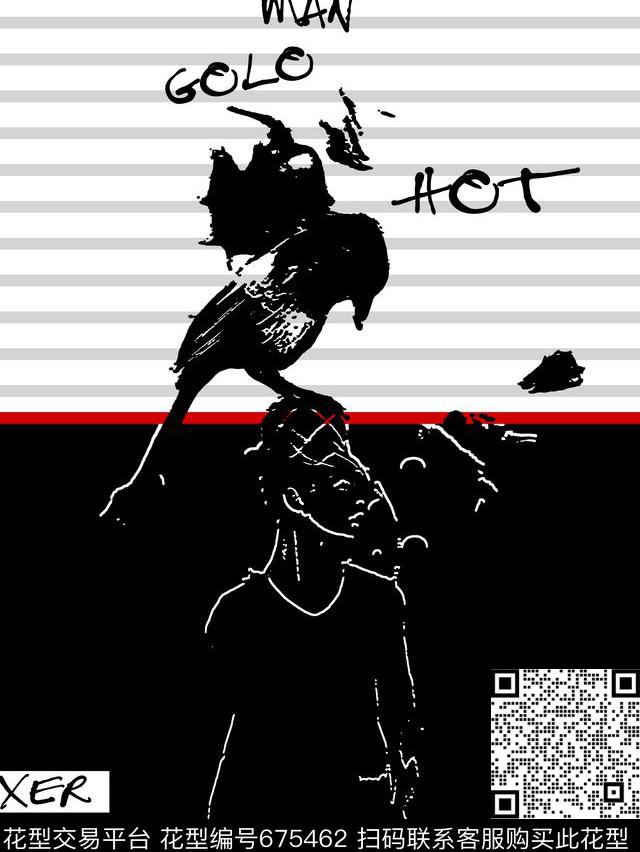 涂鸦鸟禽条纹传统印花华亿平台下载（图片编号: 675462） - 瓦栏（Walan）