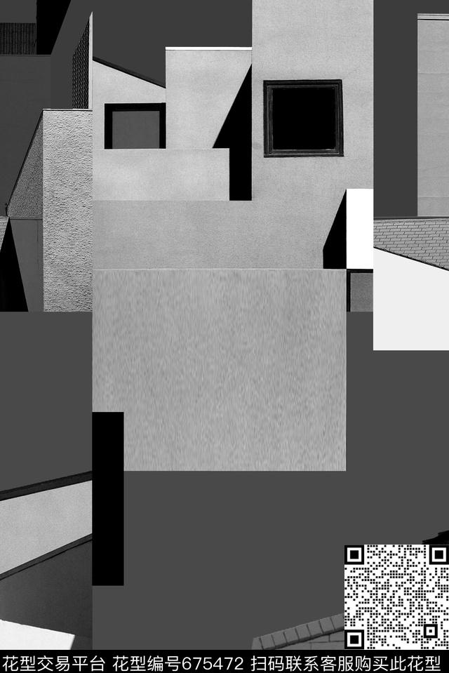 色块不规则几何艺术数码印花华亿平台下载（图片编号: 675472） - 瓦栏（Walan）